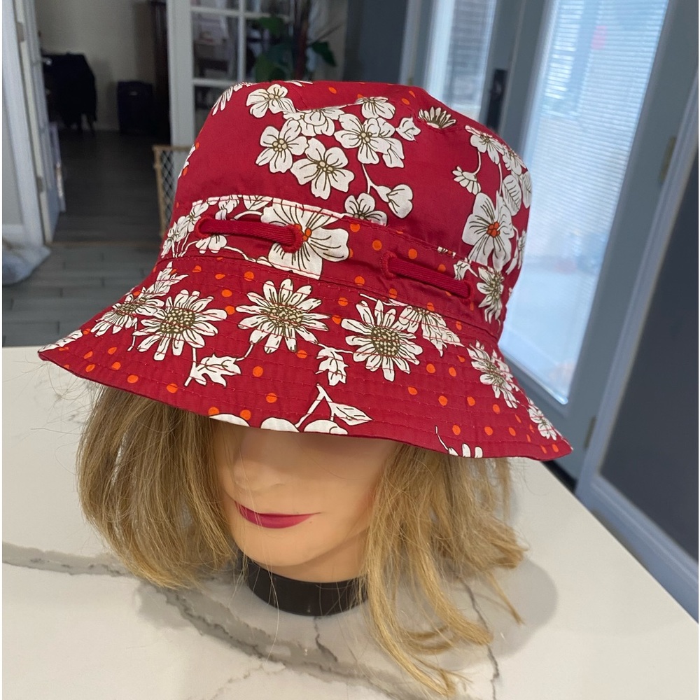 Bucket Hat Double sided color red and flower